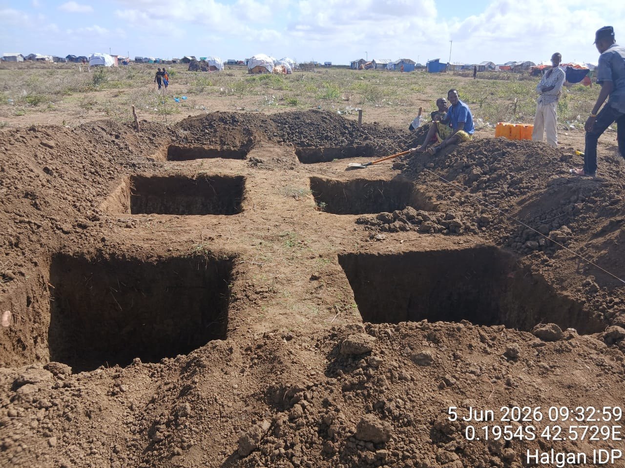 Halgan IDP Camp water tower — foundation excavation, 5 June 2026.